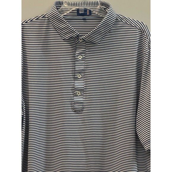 Stitch Golf Polo Shirt Mens XL Navy Blue White Striped Performance Casual - Picture 3 of 16